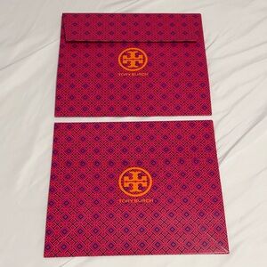 NEW Tory Burch Fuchsia and Tangerine Patterned Set of 2 gift bags